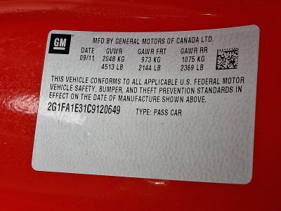 2012 Chevrolet Camaro 2LS RWD