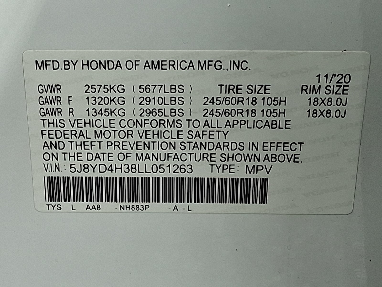 2020 Acura MDX Standard AWD