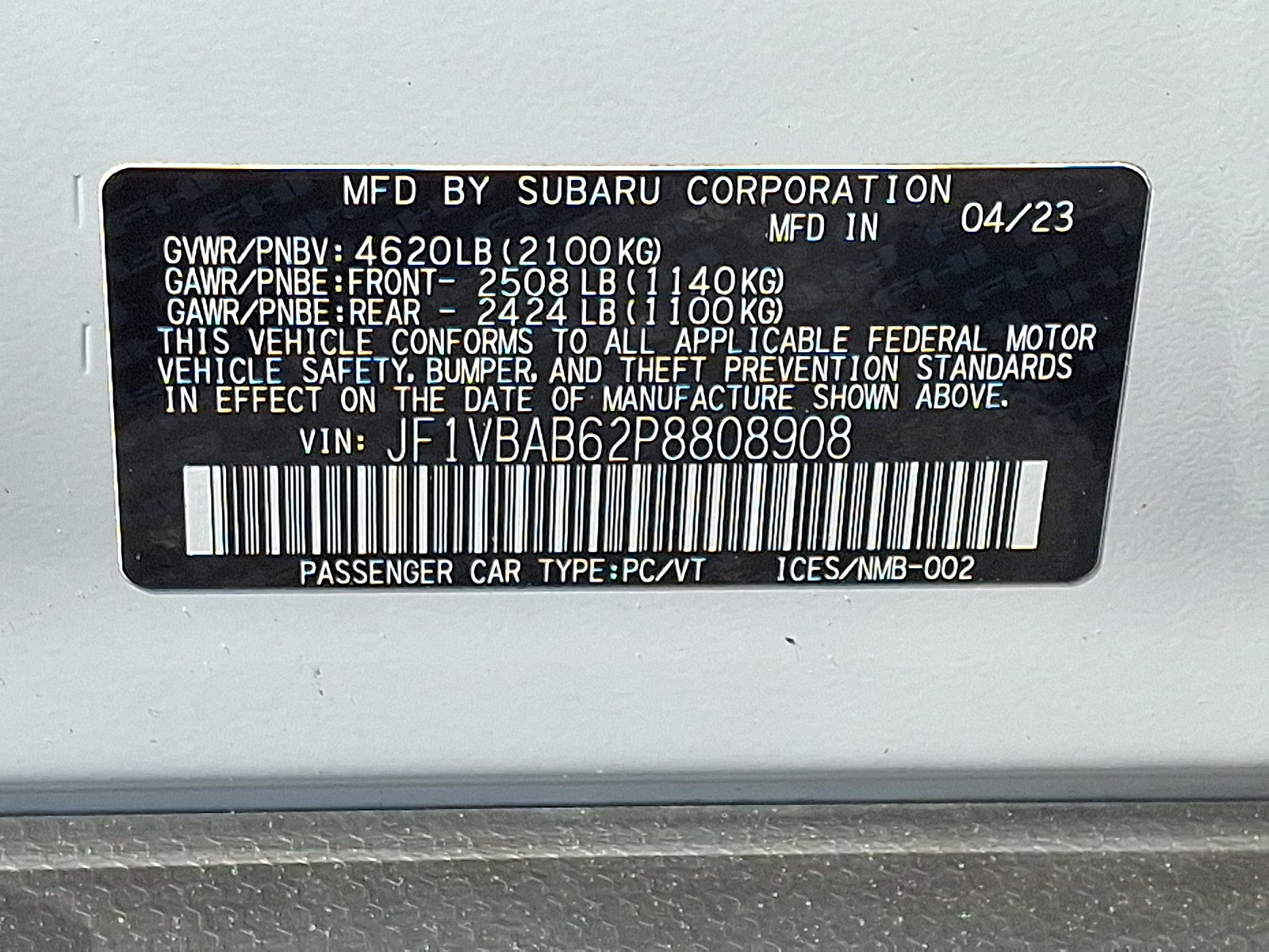 2023 Subaru WRX AWD